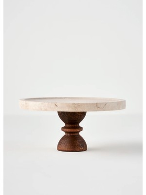 Bella Maison Ephesus 25 cm Doğal Traverten Kek Standı Naturel Renk 1 Adet