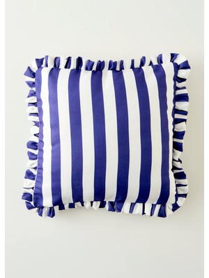 Bella Maison %100 Pamuk Line Fırfırlı Kırlent Kılıfı Mavi (43x43 cm)