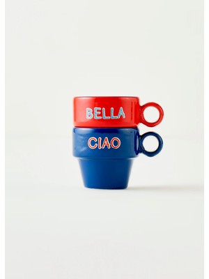 Bella Maison Line Espresso 2'li Seti Mavi-Kırmızı (105 cc)