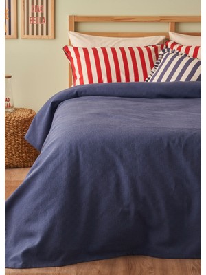 Bella Maison %100 Pamuk Line Tek Kişilik Pike Takımı Lacivert (150x220 cm)