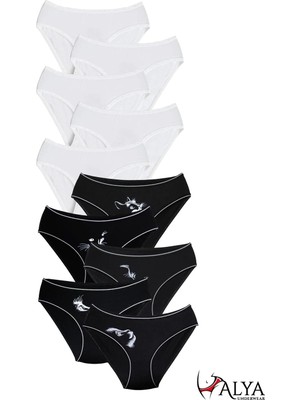 Alya Underwear Kız Çocuk - Garson Pamuklu Kumaş Renkli Slip Külot 10'lu Paket -  (3-4 Yaş, X17)