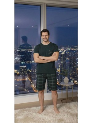 Sude Homewear Sude Erkek Yeşil Kapri Pijama Takımı