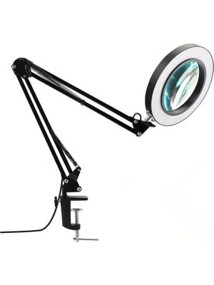 TeknoKapsül Smayling Büyüteçli LED Masa Lambası – 5x Hd Optik Cam, 3 Işık Modu, Ayarlanabilir Kol, USB Güç, Mandallı Masa Tipi Çalışma ve Hobi Lambası – Elektronik, Makyaj, Okuma, Modelleme Için