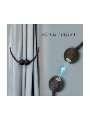 TeknoKapsül Dekoratif Mıknatıslı Fon Perde Tutucu Aksesuar Perde Mandalı Tokası 2 Adet Siyah Renk