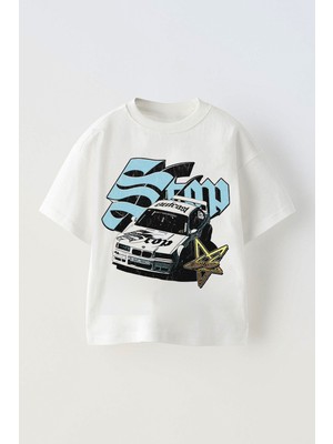 c.c.l. coccolin kids baby clup Erkek Çocuk Bmw Araba Baskılı Çocuk Oversize Tişört T-Shirt