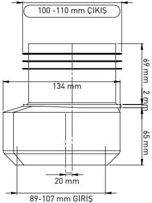 TeknoKapsül Plastik Klozet Eksantrik Kada 110 Q Yumuşak Esnek Yırtılmayan