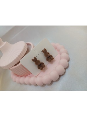 CSAY Moda Koyu Kahverengi Tavşanlı Küpe