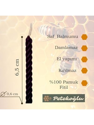 TeknoKapsül Mum El Yapımı Doğal Küçük Pasta Mumları 12 Adet (Siyah)
