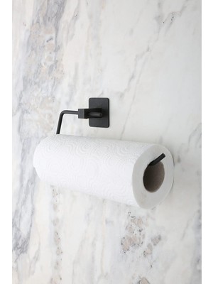 TeknoKapsül Banyo Yapışkanlı Siyah Kare Açık Solo Havluluk Havlu Askısı