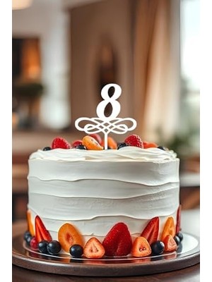 TeknoKapsül 8. Yaş Doğum Günü Pastası Süsleme, Pasta Süsü, Yeniden Kullanılabilir, OCT28