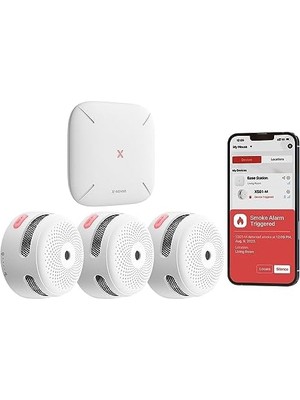 TeknoKapsül Akıllı Duman Dedektörü, SBS50 Baz Istasyonu Ile, Wi-Fi Duman Alarmı, Ev Güvenlik Uygulaması ile Uyumlu, Kablosuz Bağlantılı Mini Yangın Alarmı, Model FS31
