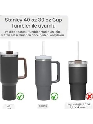 TeknoKapsül 6 Adet 30 cm Stanly Uyumlu Tritan Pipet ve 1 Adet Temizleme Fırçası