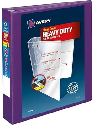 TeknoKapsül Heavy-Duty View 3 Halkalı Defter, 3,8 Cm, One Ezd Halkalar, 1 Lila Klasör (79774)