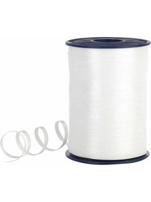 TeknoKapsül 200 Metre Beyaz Renkli Düz Şerit Rafya 8 mm Balon Ipi Plastik Balon Süsleme Kurdelesi