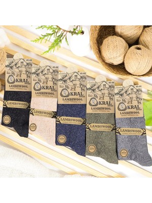 Kral Socks Erkek Kışlık Termal Etkili (5'li Paket) Lambswool Kuzu Yünlü Çorap
