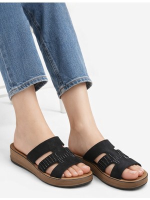 Wordex Mlx 1107 Yumuşak Esnek Tabanlı Taşlı Kadın Gündelik Terlik Sokak Ev Terliği