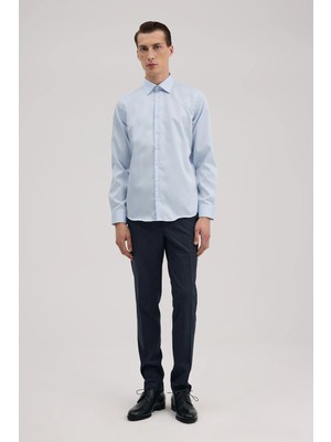 Jakamen Mavi Comfort Fit %100 Pamuk Ütü Gerektirmeyen Non Iron Gömlek