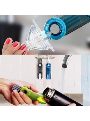 TeknoKapsül Outlet 3 Fonksiyonlu Pratik Şişe Temizleme Fırçası Mutfak Banyo Araç Için Çok Amaçlı Fırça