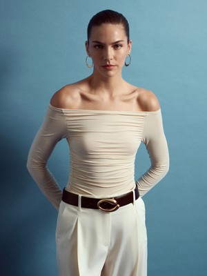 Dilvin 32675 Omuzları Açık Top-Taş