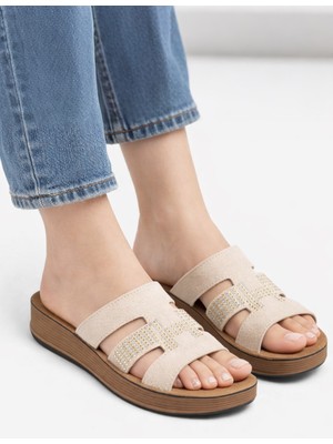 Wordex Mlx 1107 Yumuşak Esnek Tabanlı Taşlı Kadın Gündelik Terlik Sokak Ev Terliği