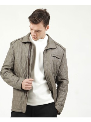 Dericlub Gerçek Deri Uzun Kol Erkek Kaban E-1012 Gummy Vizon Renkli Şık Tasarım