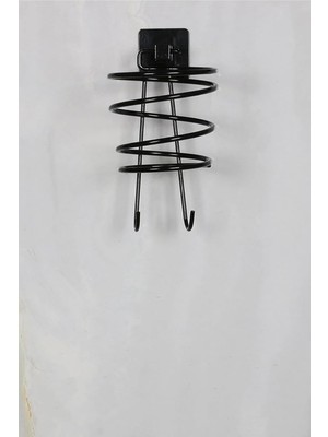 TeknoKapsül Banyo Siyah Kare Fön Makinesi Askısı Saç Kurutma Makinesi Tutacağı Yapışkanlı