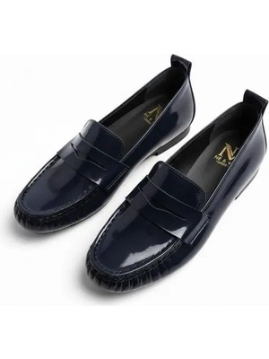Ne&Ve Shoes Rugan Deri Astarsız Esnek Kadın Günlük Şık ve Rahat Loafer