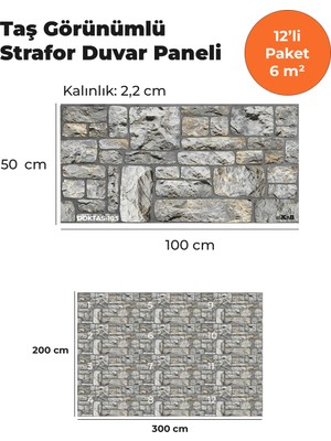 KnB Duvar Paneli ve Söve Dökmetaş Görünümlü  Strafor Duvar Paneli (12'li Paket)