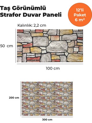 KnB Duvar Paneli ve Söve Buztaş Görünümlü  Strafor Duvar Paneli (12'li Paket)