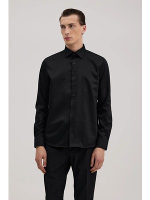 Jakamen Siyah Comfort Fit %100 Pamuk Ütü Gerektirmeyen Non Iron Gömlek