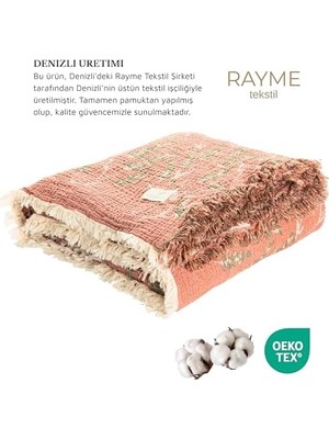 TeknoKapsül Tekstil - Desenli Dekoratif Çok Amaçlı Müslin Pike ve Yatak Örtüleri, 100% Pamuk 4 Katlı Kaliteli Yumuşak Şık Müslin Yazlık Pike (Lavanta Kiremit, Çift Kişilik 220X240 Cm)