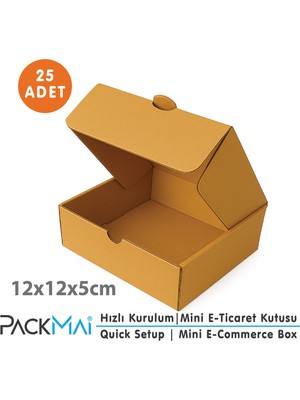 PackMai 12x12x5cm Kraft Kutu |25 ADET| E-Ticaret Kargo Ürün Hediye Kutusu