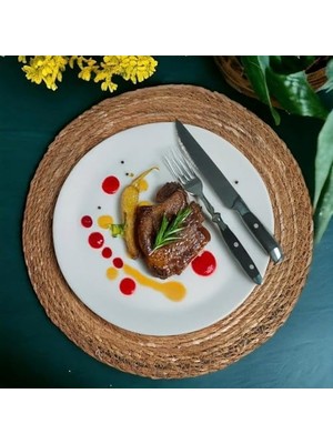 TeknoKapsül 6 Adet Hasır Supla Seti, Amerikan Servis, Sofra Dekorasyonu ve Sunum Için Bambu Hasır, Şık ve Çevre Dostu Masa Aksesuarı 30 cm
