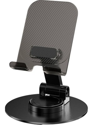 TeknoKapsül Ms-14 Taşınabilir Katlanabilir 360 Dönebilen Karbon Çelik Tasarımlı Telefon ve Tablet Standı, Siyah
