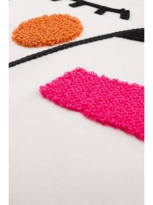 TeknoKapsül 45X45 Özel Tasarım Panç Süzene Desen Dekoratif Kırlent Kılıfı Modern Beyaz 50