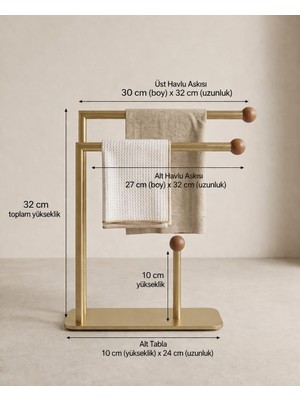 Dersel Dekor Oval Modern Mat Gold Metal Kağıt Havluluk ve Havlu Askılığı Tezgah Üstü Standlı Organizer