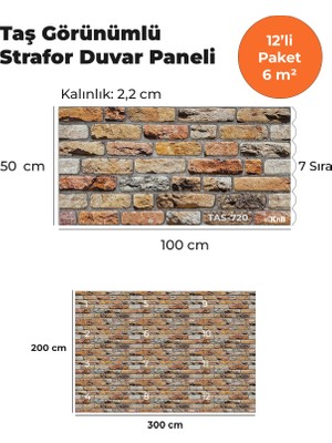 KnB Duvar Paneli ve Söve Taş Görünümlü Strafor Duvar Paneli (12'li Paket)