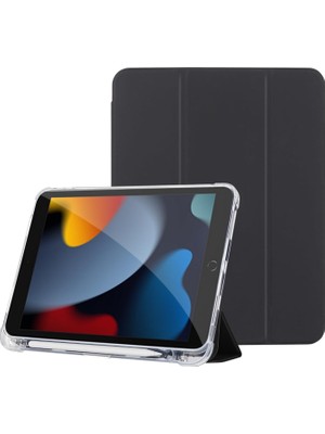 TeknoKapsül iPad 10.2 Inç (2019/2020/2021) Modellerinin Tümüyle Uyumlu Uyku Modlu, Pencil Kalemlikli, Trifold, Esnek, Mat, Darbeye Tam Dayanıklı Smart Tablet Kılıfı (Siyah)