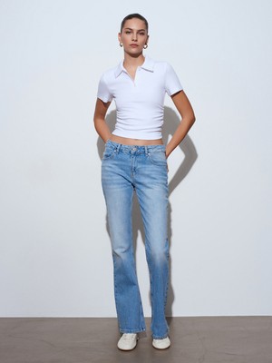 Dilvin 72300 Düşük Bel Bootcut Jean-Mavi