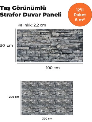 KnB Duvar Paneli ve Söve Oymataş Görünümlü  Strafor Duvar Paneli (12'li Paket)