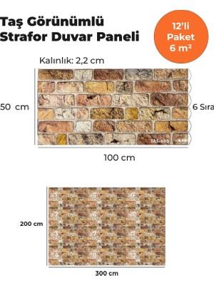 KnB Duvar Paneli ve Söve Taş Görünümlü Strafor Duvar Paneli (12'li Paket)