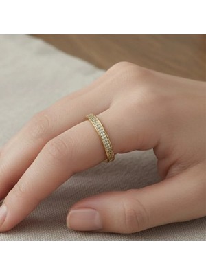 Stil İncisi Stil Incisi/xupıng Jewelry Yarım Tamtur Zirkon Taşlı Yüzük