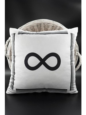TeknoKapsül Sonsuz Sembollü Kırlent Kılıfı Kadife 43X43 cm Çift Taraflı Sonsuzluk Kedi Desenli Evlilik Teklifi