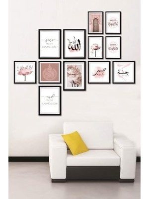 TeknoKapsül 12 Parça Dekoratif Mdf Tablo Seti Çerçeve Görünümlü DEKOLIADKJ069