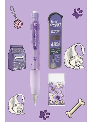TeknoKapsül Doğa Desenli Deep Kalem, Deep Silgi ve Deep Min, 0.7 Mm, Lavanta