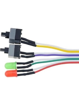 TeknoKapsül Ana Kart Power Kablosu LED Işıklı Reset Açma Kapama Butonu Kablosu On Off Switch 5064