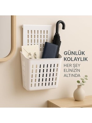 TeknoKapsül Asmalı Dolap Düzenleyici – Askılı Çok Amaçlı Plastik Organizer Sepet | Mutfak, Banyo, Dolap ve Ofis Için Pratik Düzenleyici Kutusu (255X110X325 Mm, Beyaz)
