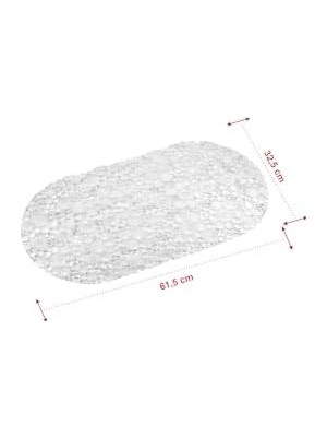 TeknoKapsül Premium Serisi Banyo - Küvet Içi Kaydırmaz Vantuzlu Yuvarlak Desenli Paspas 62 x 32 Cm, Şeffaf