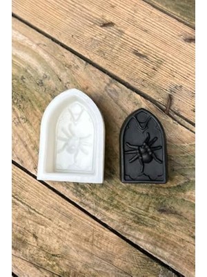 TeknoKapsül Mezar Taşı Örümcek Desenli Mum Kalıbı (Silikon) (1 Adet)