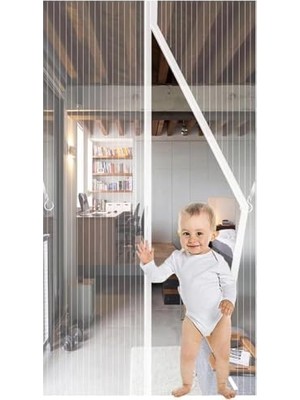 TeknoKapsül Mia Luas Mıknatıslı Kapı Sinekliği, Sinek Böcek Tutucu, Beyaz Tül Sineklik, Sivrisinek Ağı, Balkon Kapısı, Sürgülü Kapı, Teras Kapısı Için Mıknatıslı Perde 90 cm